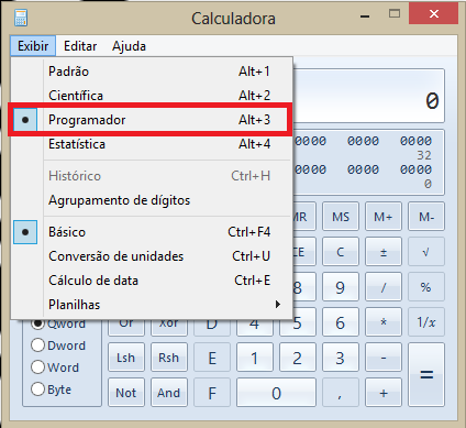 calculadora modo
programador