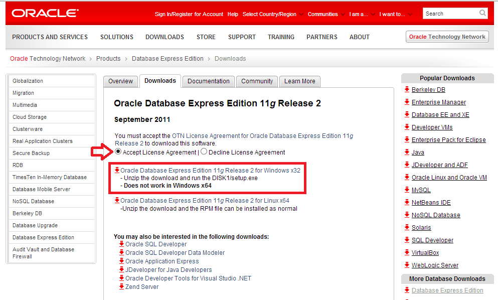 página de download do oracle xe página de download do oracle
xe