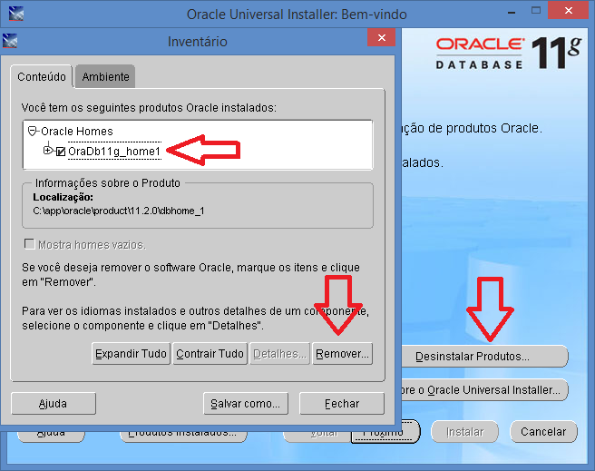 Desinstalar Oracle Universal
Installer