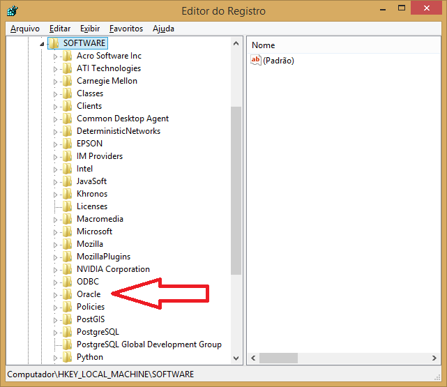 excluir chave de registro do
Oracle