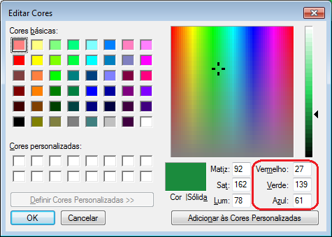 Vermelho Verde e Azul de uma
cor