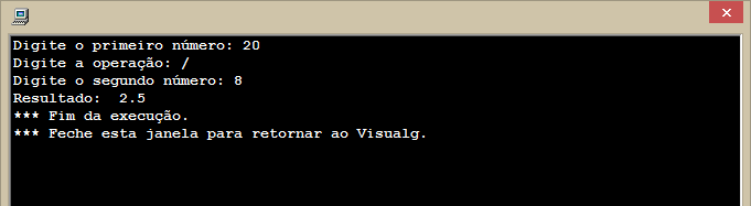 Resultado do Algoritmo de Calculadora
básica